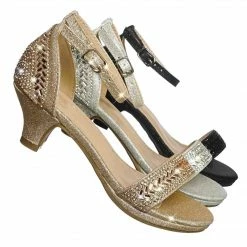 Forever Link New Gipsy5K Girls Children Heel Princess Dress Sandals W Sparkly Rhinestone Glitter