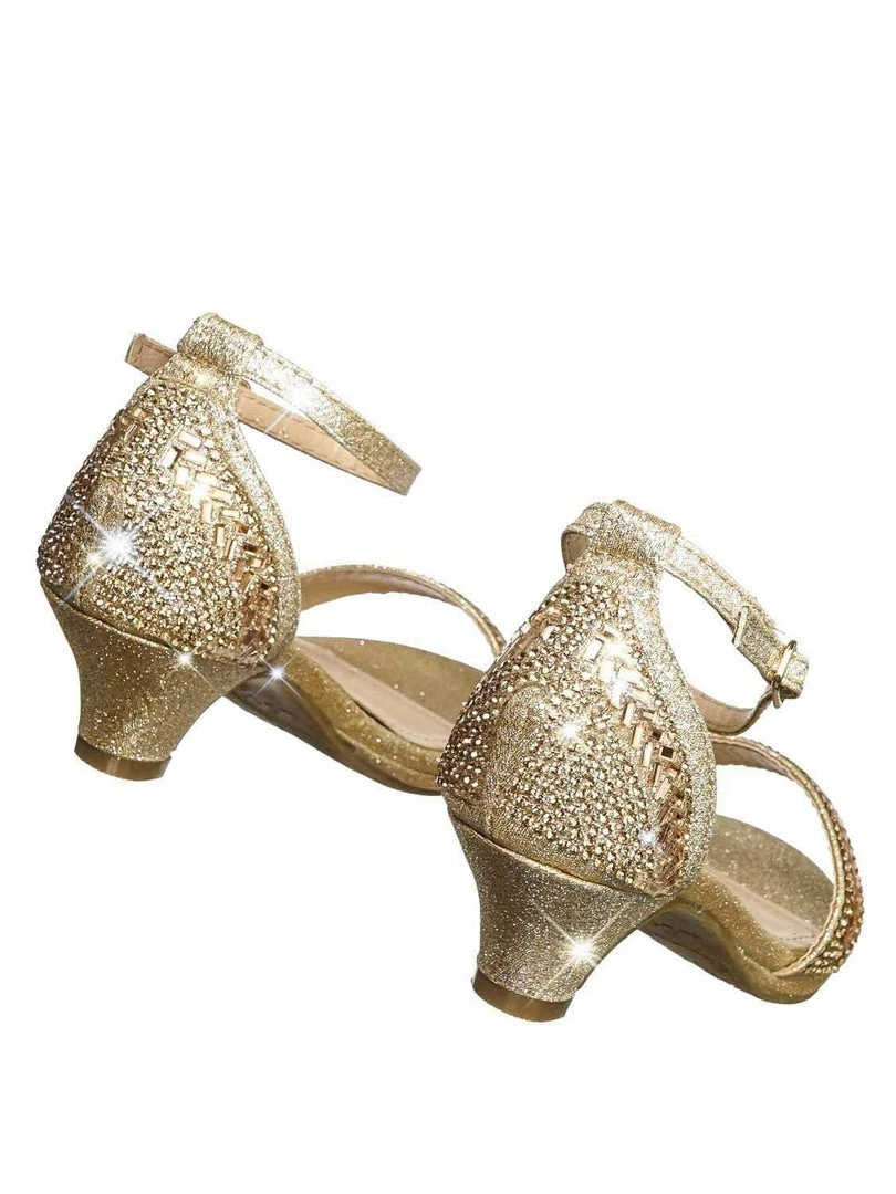 Forever Link New Gipsy5K Girls Children Heel Princess Dress Sandals W Sparkly Rhinestone Glitter