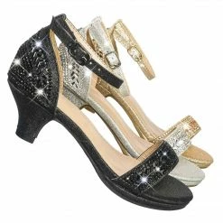Forever Link New Gipsy5K Girls Children Heel Princess Dress Sandals W Sparkly Rhinestone Glitter