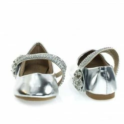 Forever Link Gloria61K By Forever, Girl Rhinestone Flower Hook & Loop Mary-Jane Strap, Children Flat