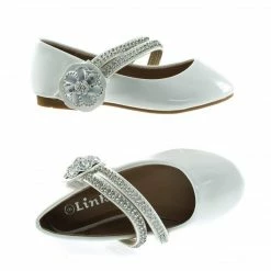 Forever Link Gloria61K By Forever, Girl Rhinestone Flower Hook & Loop Mary-Jane Strap, Children Flat