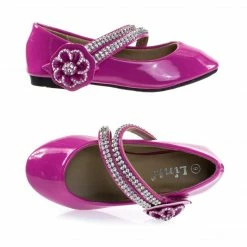 Forever Link Gloria61K By Forever, Girl Rhinestone Flower Hook & Loop Mary-Jane Strap, Children Flat