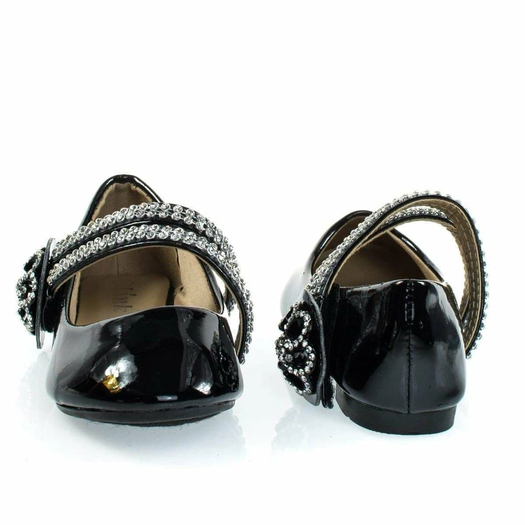 Forever Link Gloria61K By Forever, Girl Rhinestone Flower Hook & Loop Mary-Jane Strap, Children Flat