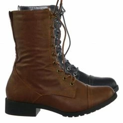 Forever Link Jalen88 Lace Up Fashion Military Combat Boots W Block Heel And Lug Sole New