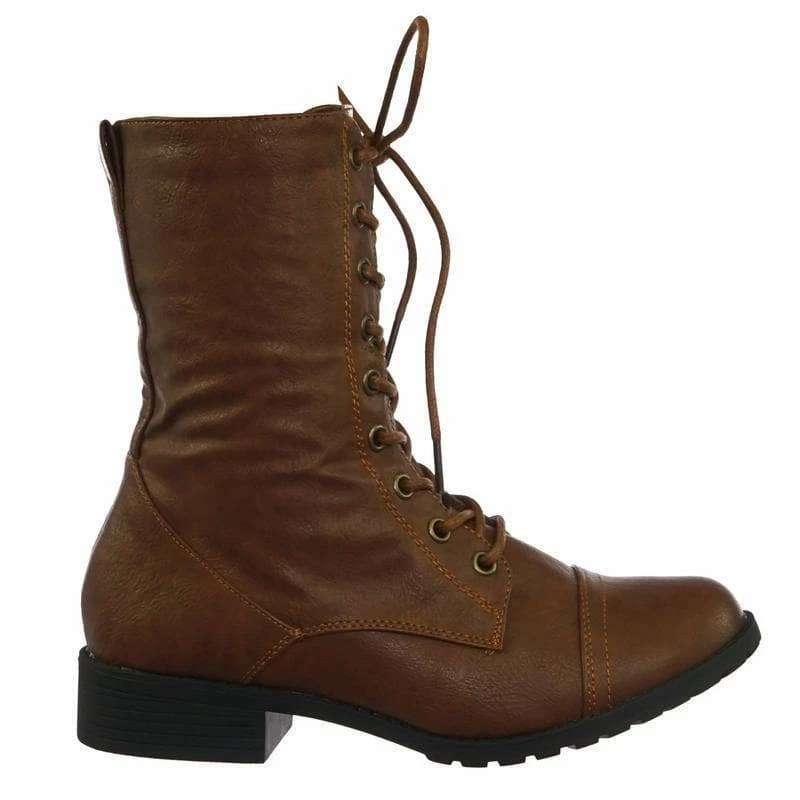 Forever Link Jalen88 Lace Up Fashion Military Combat Boots W Block Heel And Lug Sole New