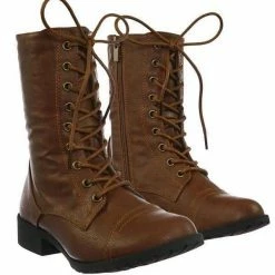 Forever Link Jalen88 Lace Up Fashion Military Combat Boots W Block Heel And Lug Sole New