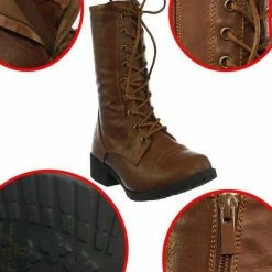 Forever Link Jalen88 Lace Up Fashion Military Combat Boots W Block Heel And Lug Sole New