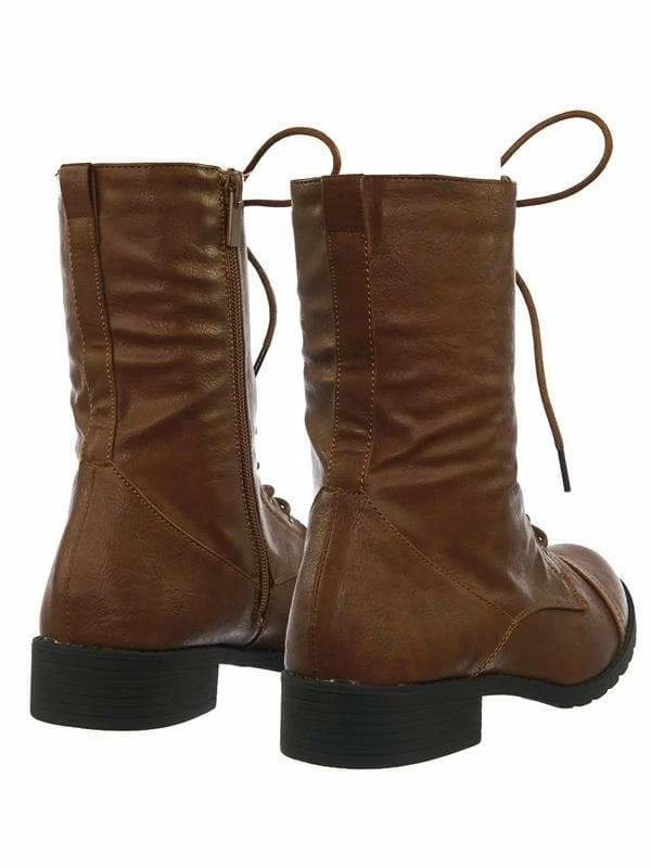 Forever Link Jalen88 Lace Up Fashion Military Combat Boots W Block Heel And Lug Sole New