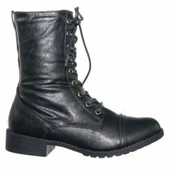 Forever Link Jalen88 Lace Up Fashion Military Combat Boots W Block Heel And Lug Sole New