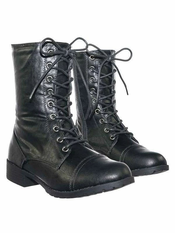 Forever Link Jalen88 Lace Up Fashion Military Combat Boots W Block Heel And Lug Sole New
