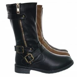 Forever Link Justina52K Children's Engineer Harness Boots - Kids Girls Steampunk Riding Shoe