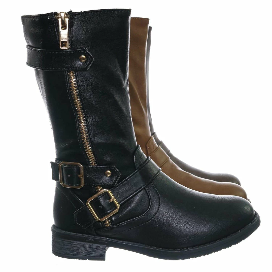 Forever Link Justina52K Children's Engineer Harness Boots - Kids Girls Steampunk Riding Shoe