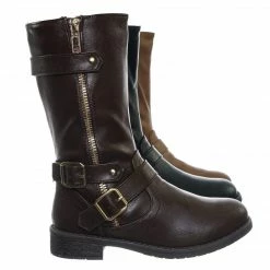 Forever Link Justina52K Children's Engineer Harness Boots - Kids Girls Steampunk Riding Shoe