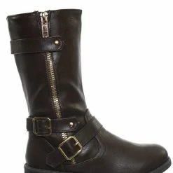 Forever Link Justina52K Children's Engineer Harness Boots - Kids Girls Steampunk Riding Shoe