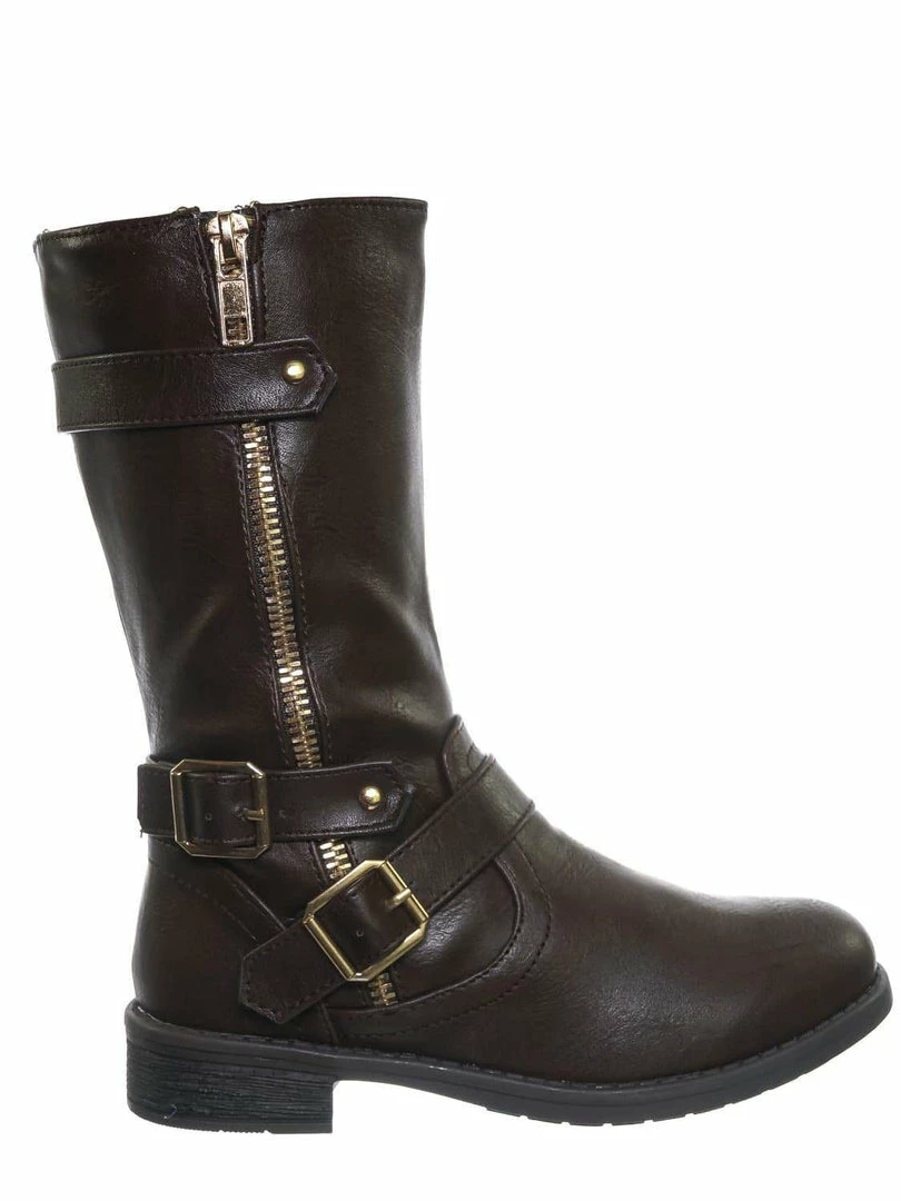 Forever Link Justina52K Children's Engineer Harness Boots - Kids Girls Steampunk Riding Shoe