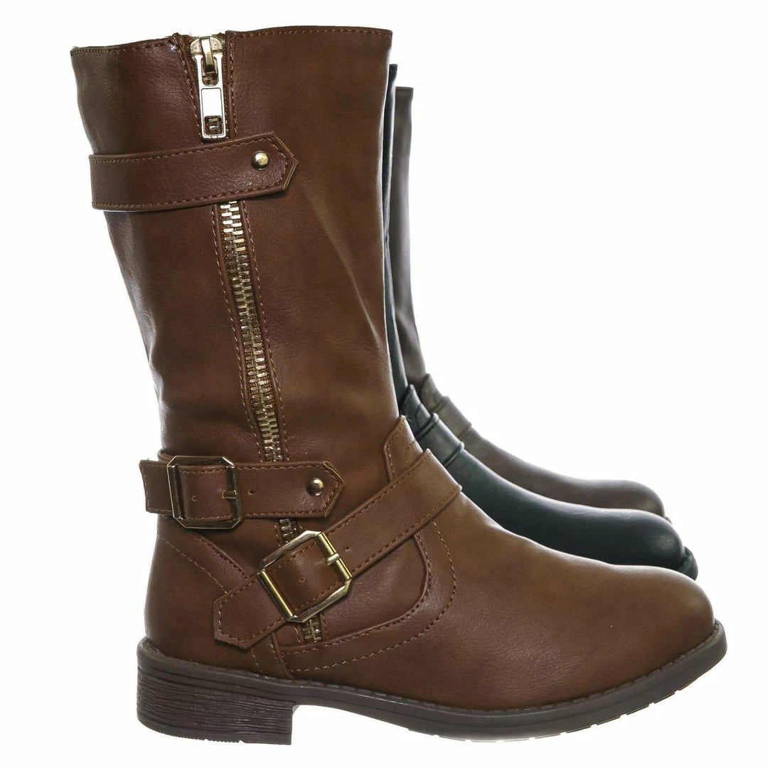 Forever Link Justina52K Children's Engineer Harness Boots - Kids Girls Steampunk Riding Shoe