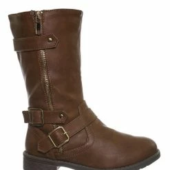 Forever Link Justina52K Children's Engineer Harness Boots - Kids Girls Steampunk Riding Shoe