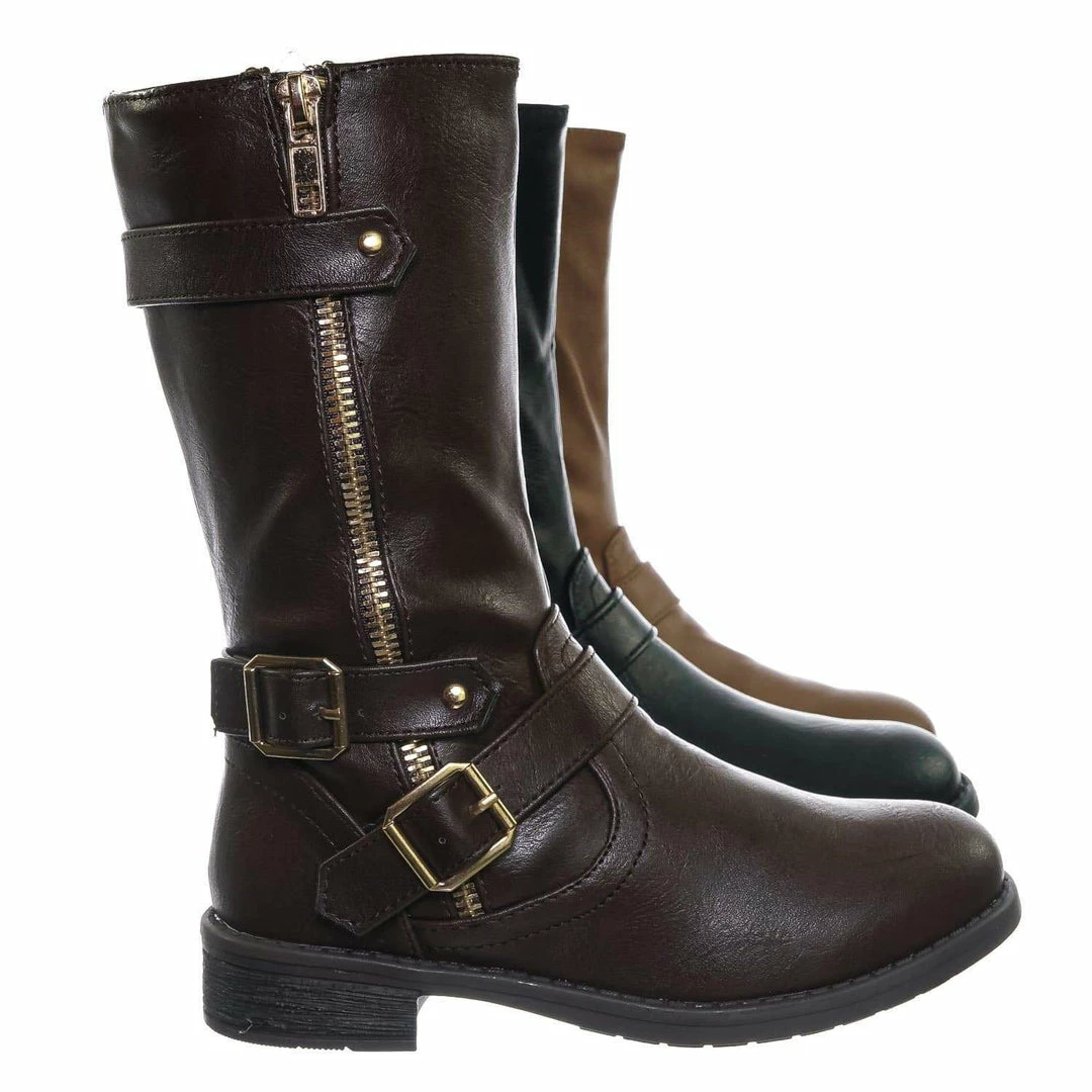 Forever Link Justina52K Children's Engineer Harness Boots - Kids Girls Steampunk Riding Shoe