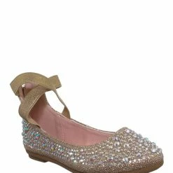 Forever Link New Larissa83K Girls Rhinestone Crystal Ballet Flat - Childern Elastic Strap Shoe