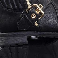 Forever Link Mango29k Children Girls Biker Fashion Boots W Threaded Sole W Belt Zipper