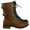 Forever Link Mango71 Women Military Lace Up Combat Boots W Lug Sole & Metal Hardware New