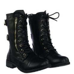 Forever Link Mango71 Women Military Lace Up Combat Boots W Lug Sole & Metal Hardware New