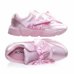 Forever Link New Mode6 Forever Satin Ribbon Slip Jogger Sneaker W Lightweight Flatform