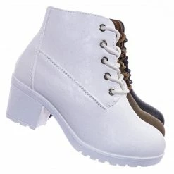 Forever Link Plus12K Kids Block Heel Combat Bootie - Children Chunky Military Lace Ankle Boot New