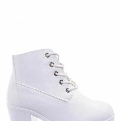 Forever Link Plus12K Kids Block Heel Combat Bootie - Children Chunky Military Lace Ankle Boot New