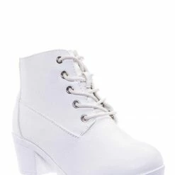 Forever Link Plus12K Kids Block Heel Combat Bootie - Children Chunky Military Lace Ankle Boot New