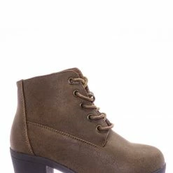 Forever Link Plus12K Kids Block Heel Combat Bootie - Children Chunky Military Lace Ankle Boot New
