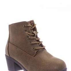 Forever Link Plus12K Kids Block Heel Combat Bootie - Children Chunky Military Lace Ankle Boot New