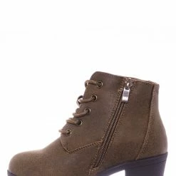 Forever Link Plus12K Kids Block Heel Combat Bootie - Children Chunky Military Lace Ankle Boot New