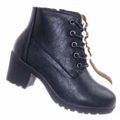 Forever Link Plus12K Kids Block Heel Combat Bootie - Children Chunky Military Lace Ankle Boot New