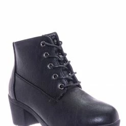 Forever Link Plus12K Kids Block Heel Combat Bootie - Children Chunky Military Lace Ankle Boot New