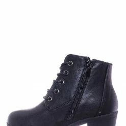 Forever Link Plus12K Kids Block Heel Combat Bootie - Children Chunky Military Lace Ankle Boot New