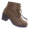 Forever Link Plus12K Kids Block Heel Combat Bootie - Children Chunky Military Lace Ankle Boot New