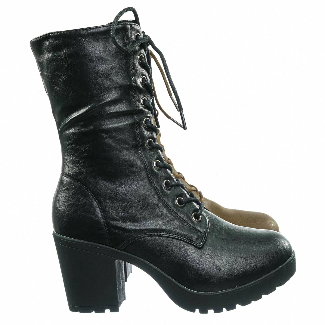 Forever Link Plus571 Vintage Military Combat Boots - Womens Engineered Lace Up Shoe New
