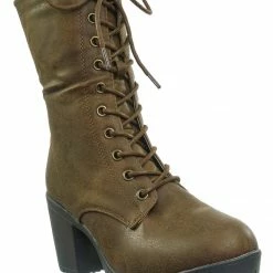 Forever Link Plus571 Vintage Military Combat Boots - Womens Engineered Lace Up Shoe New