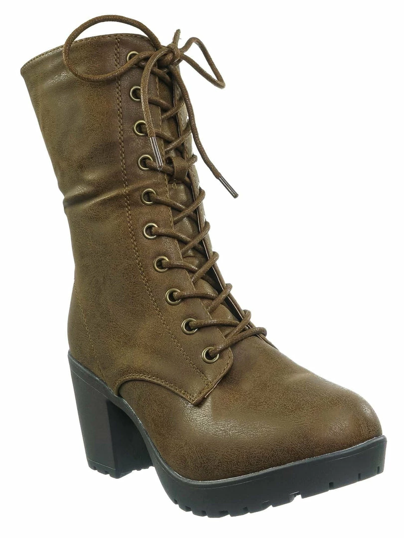 Forever Link Plus571 Vintage Military Combat Boots - Womens Engineered Lace Up Shoe New