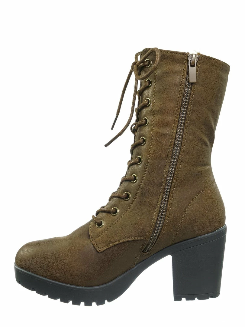 Forever Link Plus571 Vintage Military Combat Boots - Womens Engineered Lace Up Shoe New