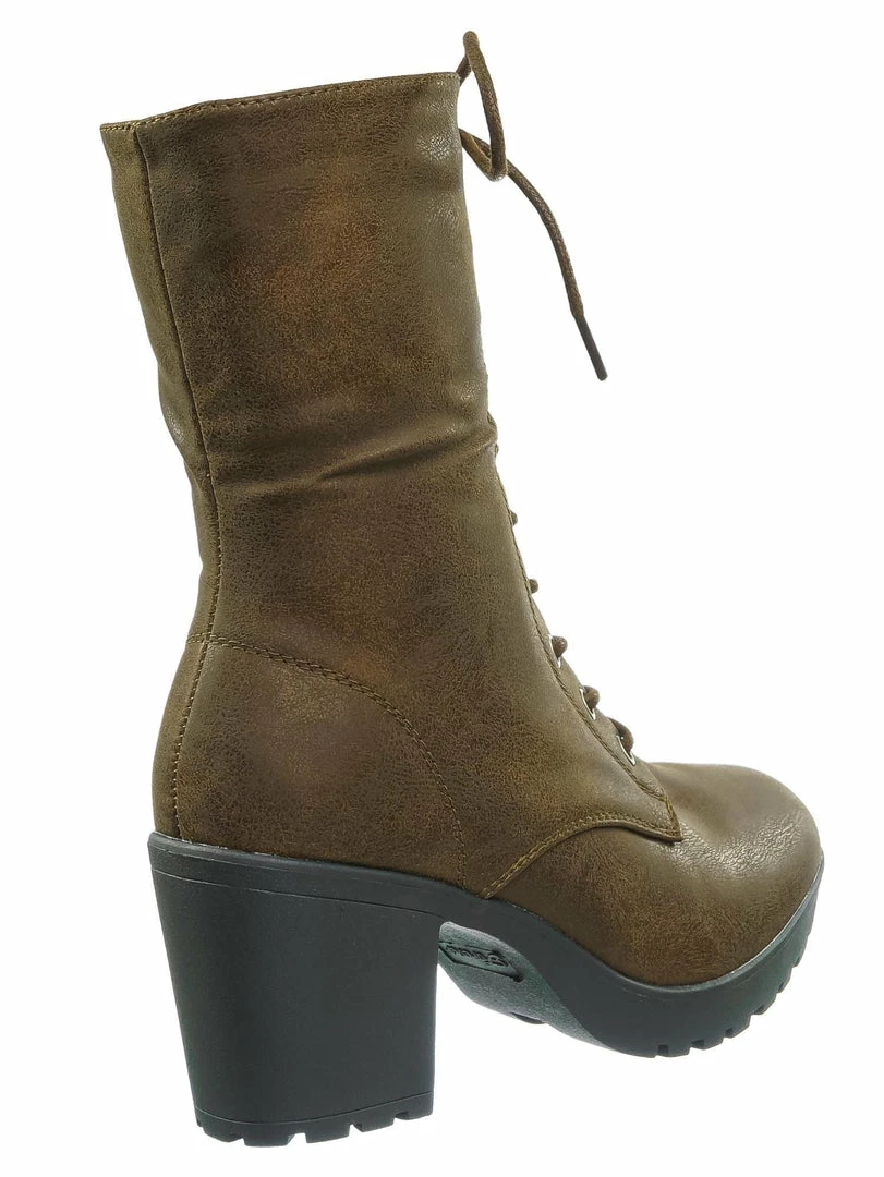 Forever Link Plus571 Vintage Military Combat Boots - Womens Engineered Lace Up Shoe New