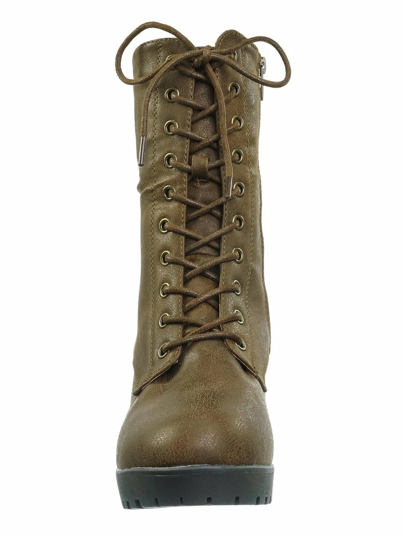 Forever Link Plus571 Vintage Military Combat Boots - Womens Engineered Lace Up Shoe New