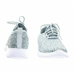 Forever Link New Remy18 By Forever, Lace Up Rock Glitter Fashion Sneaker W Elastic Tongue & White Outsole