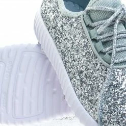 Forever Link New Remy18 By Forever, Lace Up Rock Glitter Fashion Sneaker W Elastic Tongue & White Outsole