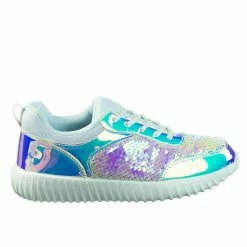 Forever Link Remy28 Mermaid Metallic Sequins Glitter Lace Up Sneaker W White Outsole New