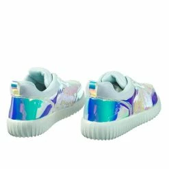 Forever Link Remy28 Mermaid Metallic Sequins Glitter Lace Up Sneaker W White Outsole New
