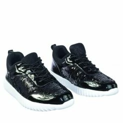 Forever Link Remy28 Mermaid Metallic Sequins Glitter Lace Up Sneaker W White Outsole New