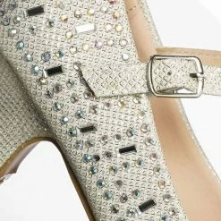 Forever Link Riley78K Girls Rhinestone Encrusted Mary-Jane Dress Pump On Mesh Glitter New