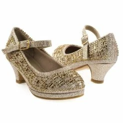 Forever Link Riley78K Girls Rhinestone Encrusted Mary-Jane Dress Pump On Mesh Glitter New